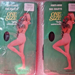 2 Lot of Vintage First Quality Super Stretch Panti-Hose O/S Black 100% Nylon